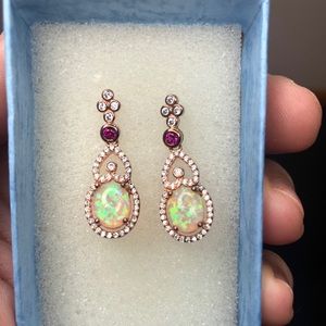 18k Rose gold over 925 SIlver Opal drop earrings